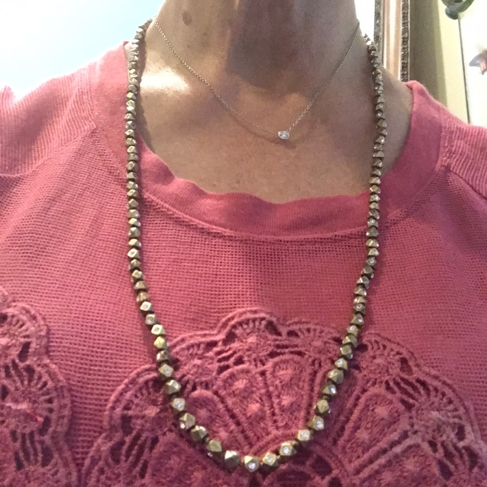 Ann Taylor 28” Gold-toned Necklace with crystals